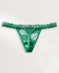 Custom name thong in Emerald with personalized rhinestone lettering – flawluxe