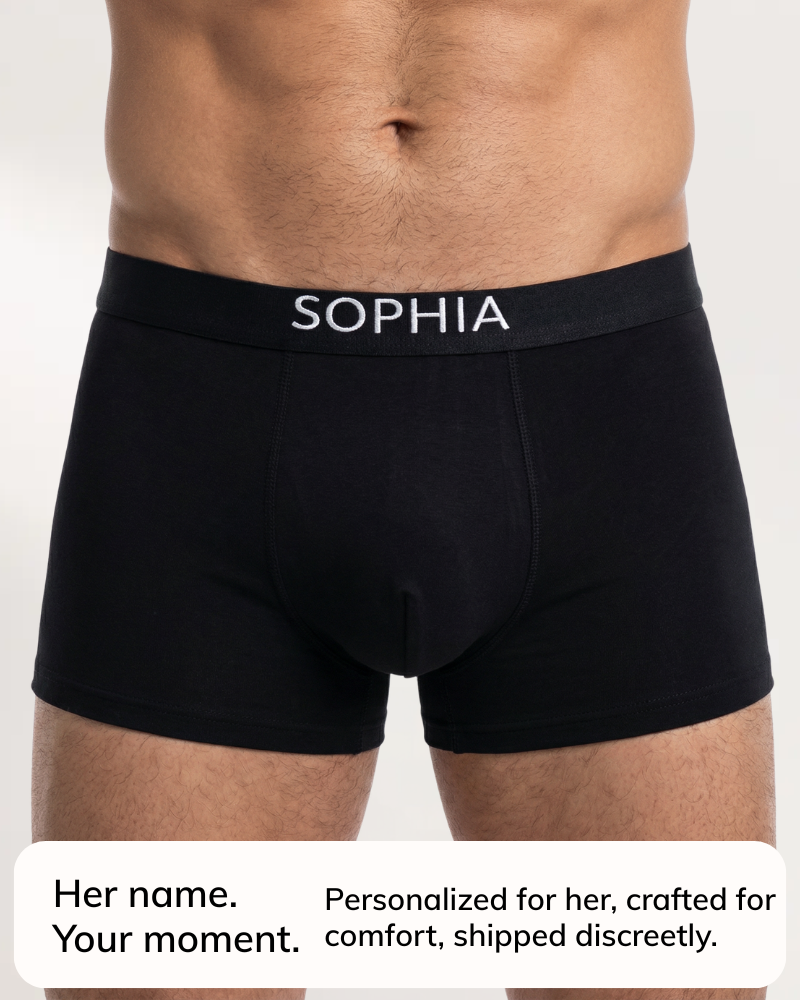 Personalized men's boxer briefs with her name – flawluxe